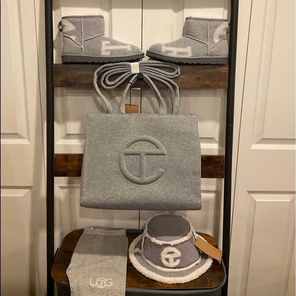 🆕UGG X TELFAR GREY & WHITE FLEECE/SHEARLING BUCKET HAT SIZE S/M - Picture 1 of 9